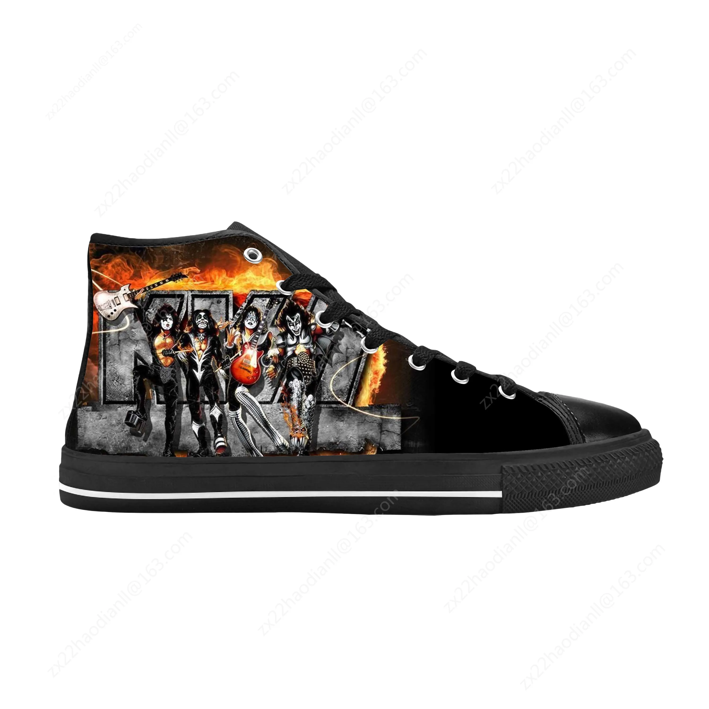 Rock Band Heavy Metal Music Singer Guitar Kiss Casual Cloth Shoes High Top Comfortable Breathable 3D Print Men Women Sneakers