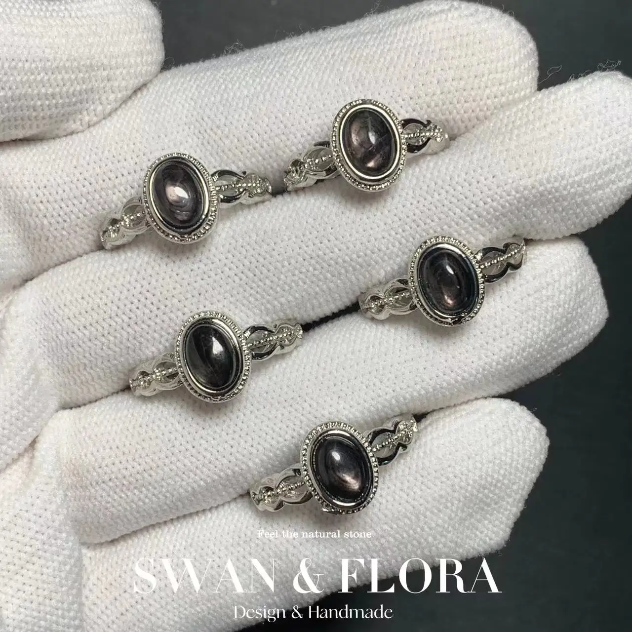 MM Natural Hypersthene Golden luck stone Ring Adjustable Female Ring Jewelry for Women Gift Wholesale High Quality Vintage Fine