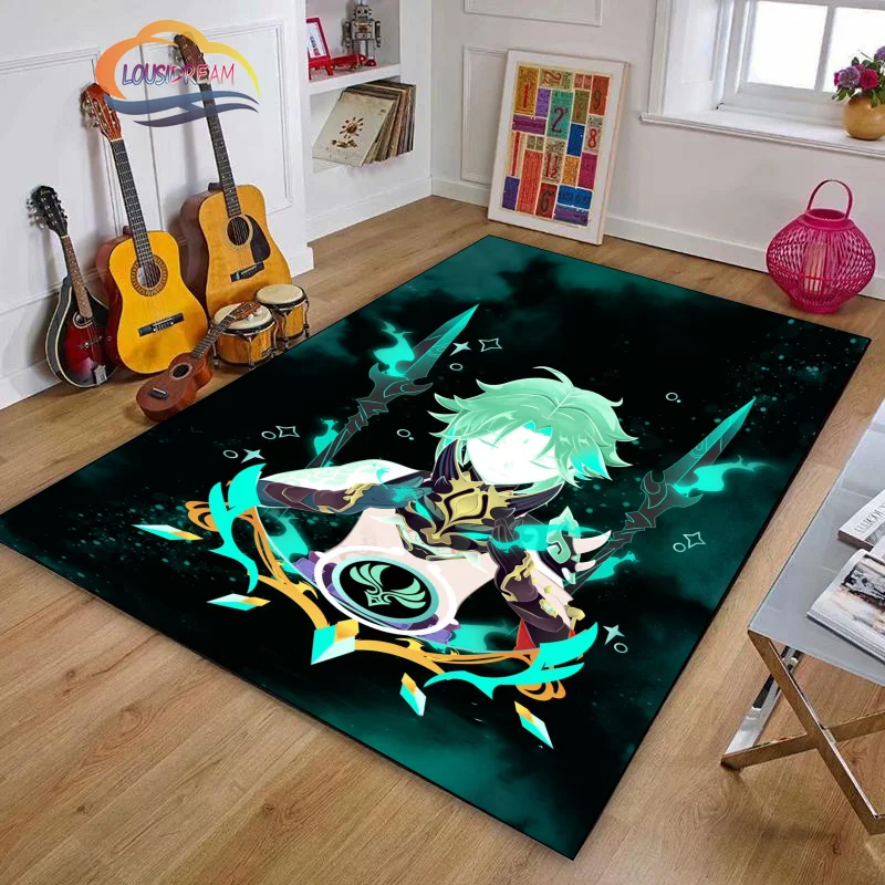 

Genshin Impact rug Xiao wallpaper pattern Carpet Animation game Non-slip Soft Play Mat Bed Area Rug Parlor Decor