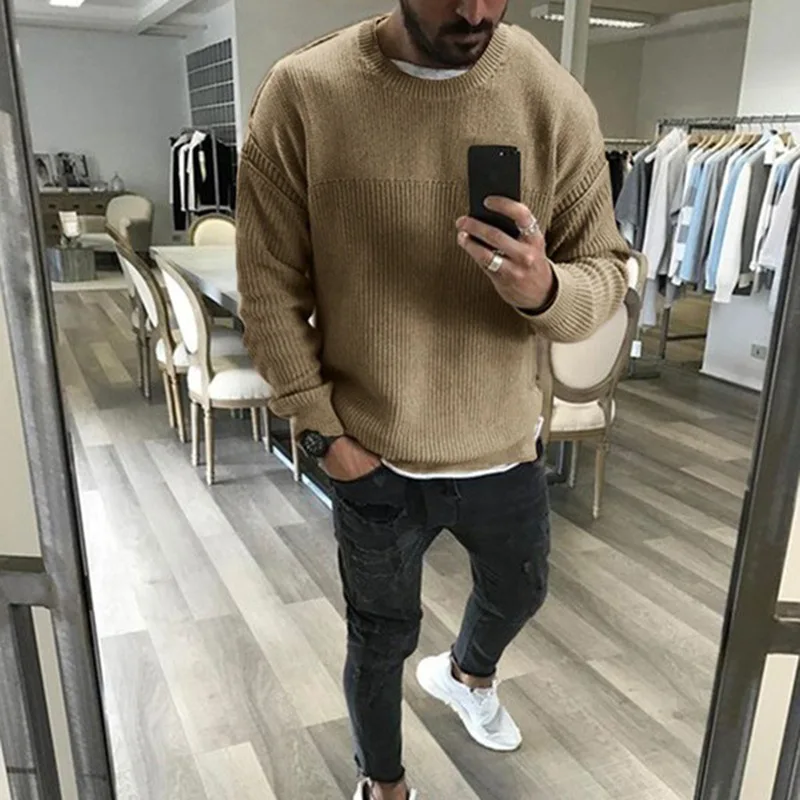 Men's Sweater Autumn And Winter New Europe And The United States Solid Color Fashion Casual Large Size Sweater