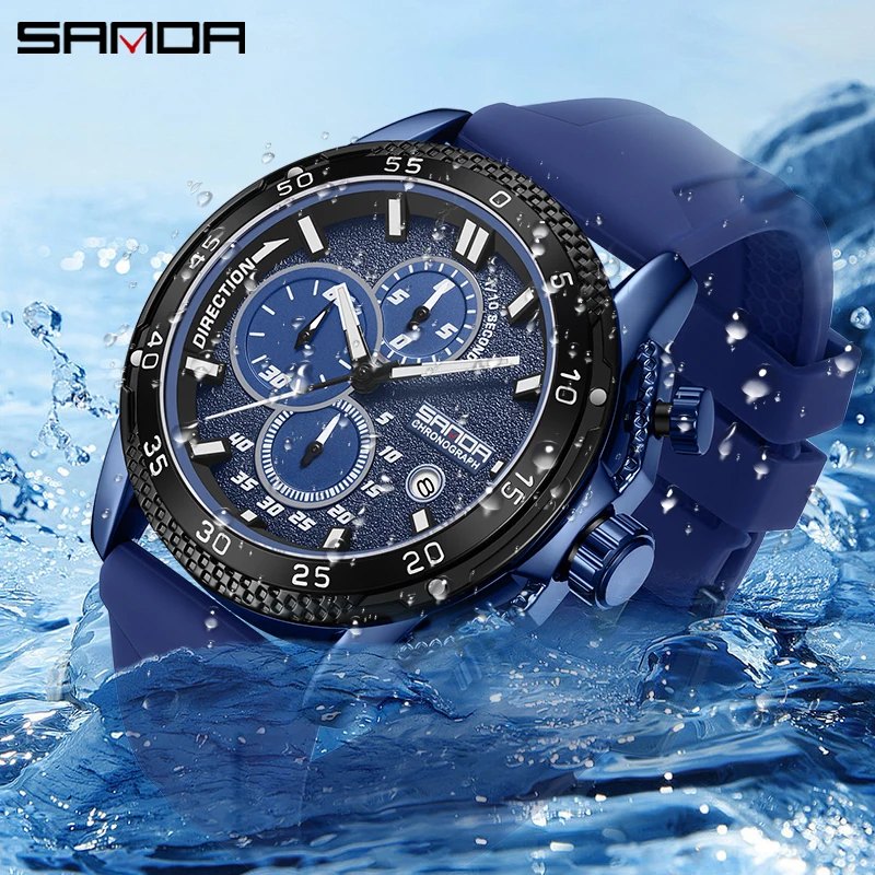SANDA 5314 Sport Waterproof Watch For Men Fashion Date Stopwatch Quartz Wristwatch Luxury Business Original Design Male Clock