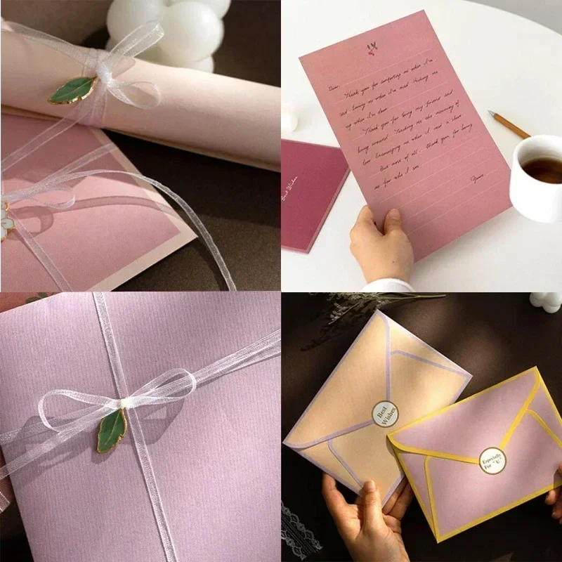 종이 봉투 글자 패드, 귀여운 문구, DIY 결혼식 파티 초대장 쓰기 종이 스티커, 사무용품, 12 개/세트