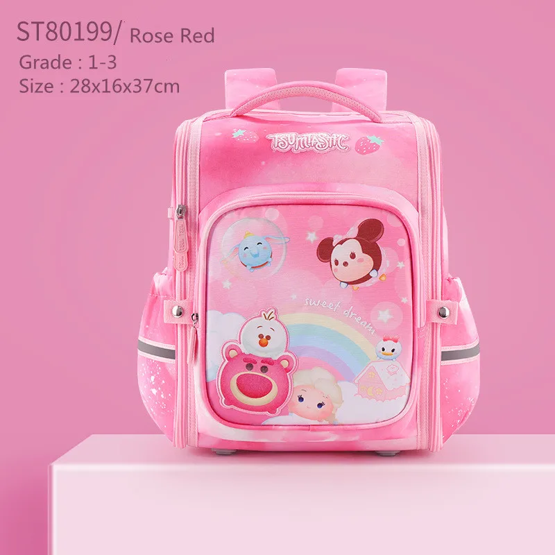 2023 Disney New School Bags For Girls Grade 1-3 Tsum Primary Student Shoulder Orthopedic Backpack Large Capacity Gifts Mochila