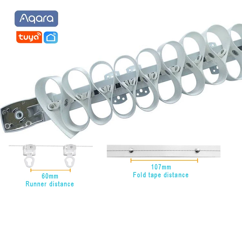 

Tuya Smart home Ripple S Fold Electric Curtains Track Rod Z Wave Curtain Rail Cornice Track For Tuya Aqara Smart Curtain motor