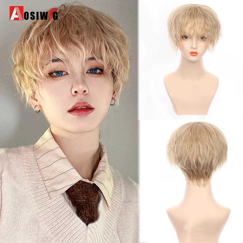 AOSIWIG-Peruca cosplay reta curta para homens, laranja amarelo claro,  cabelo sintético resistente ao calor, peruca respirável masculina, festa  para meninos - AliExpress, image size:960x960