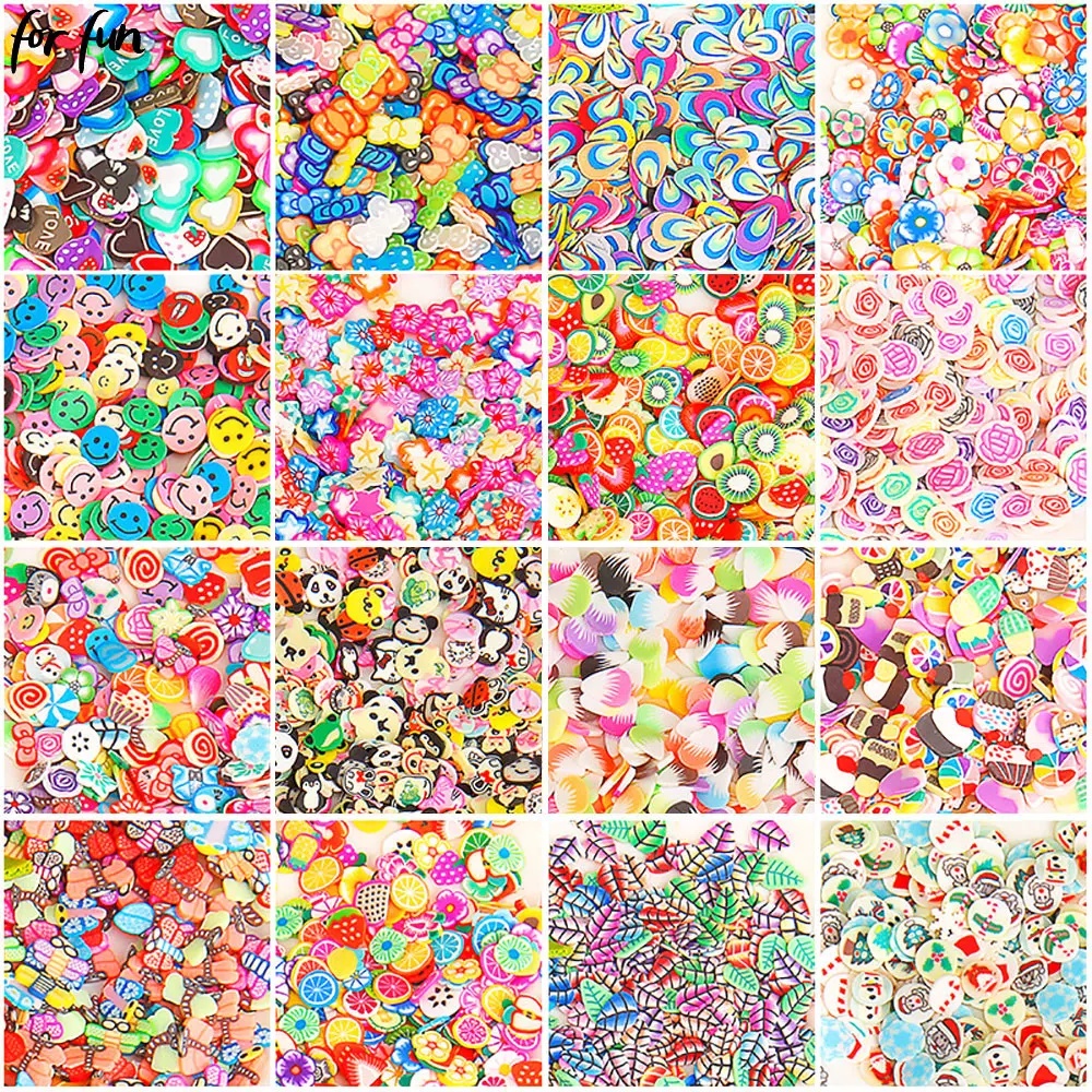 Mix Fruit Soft Clay Slime Animal Flower Slice Resin Filler 1000pcs Nail Art Epoxy Mold DIY Crafts Making polymer clay slices craft toys craft supplies