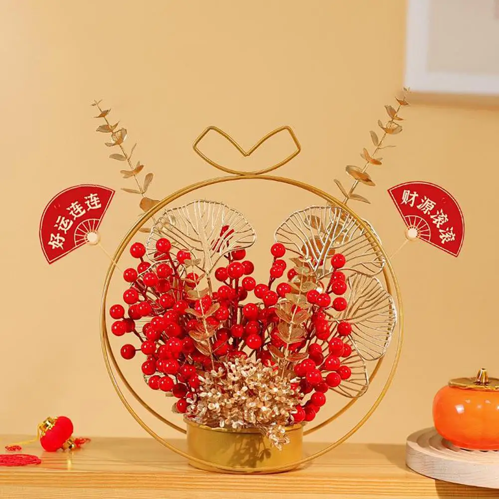 

Sturdy Material Decorations Vibrant Fortune Fruit Simulation Flower Basket Symbolic Chinese New Year Decoration for Room Dining