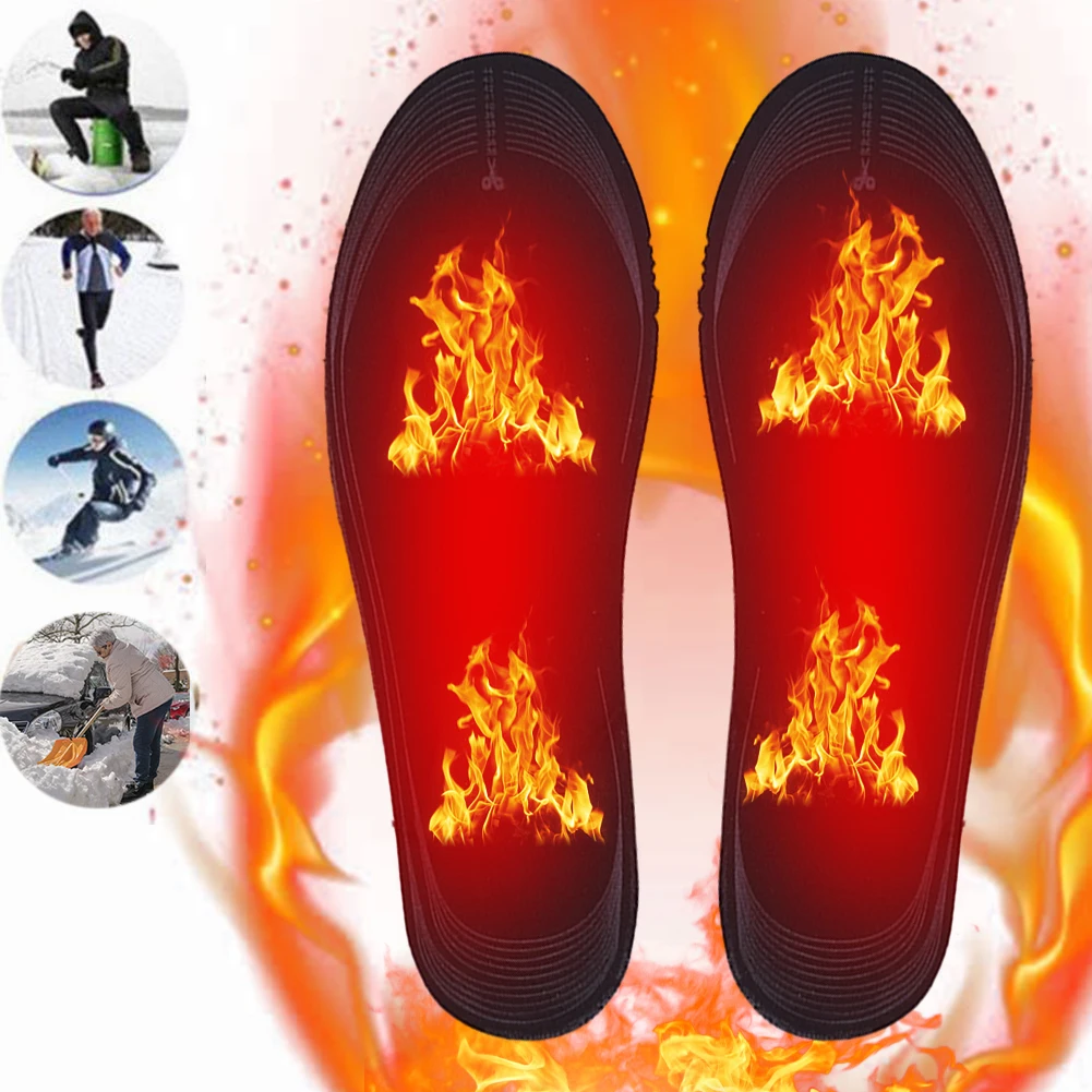 Unisex USB Rechargeable Electric Heated Insoles - Adjustable Temperature Foot Warmer