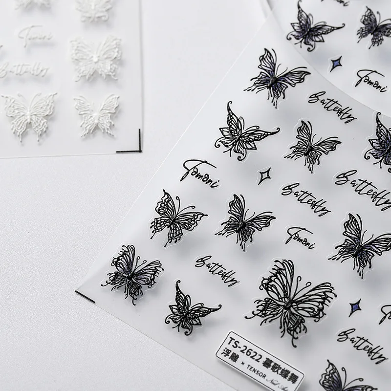 

[Meow.Sensei] Three-Dimensional Nail Sticker Relief Adhesive Nail Sticker Nail TS-2621-Dieyu with Flowers