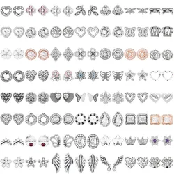 925 Sterling Silver Majestic Feathers Leaves Snowflake Allure Clover Petals Of Love Earring Fit Original Europe Jewelry Gift