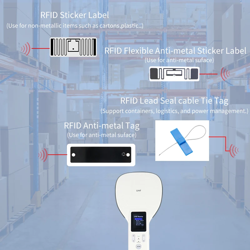 UHF RFID 핸드헬드 리더 휴대용 860-960MHz 핸드헬드 RFID 리더 UHF 스캐너 바코드 1D/2D 지원