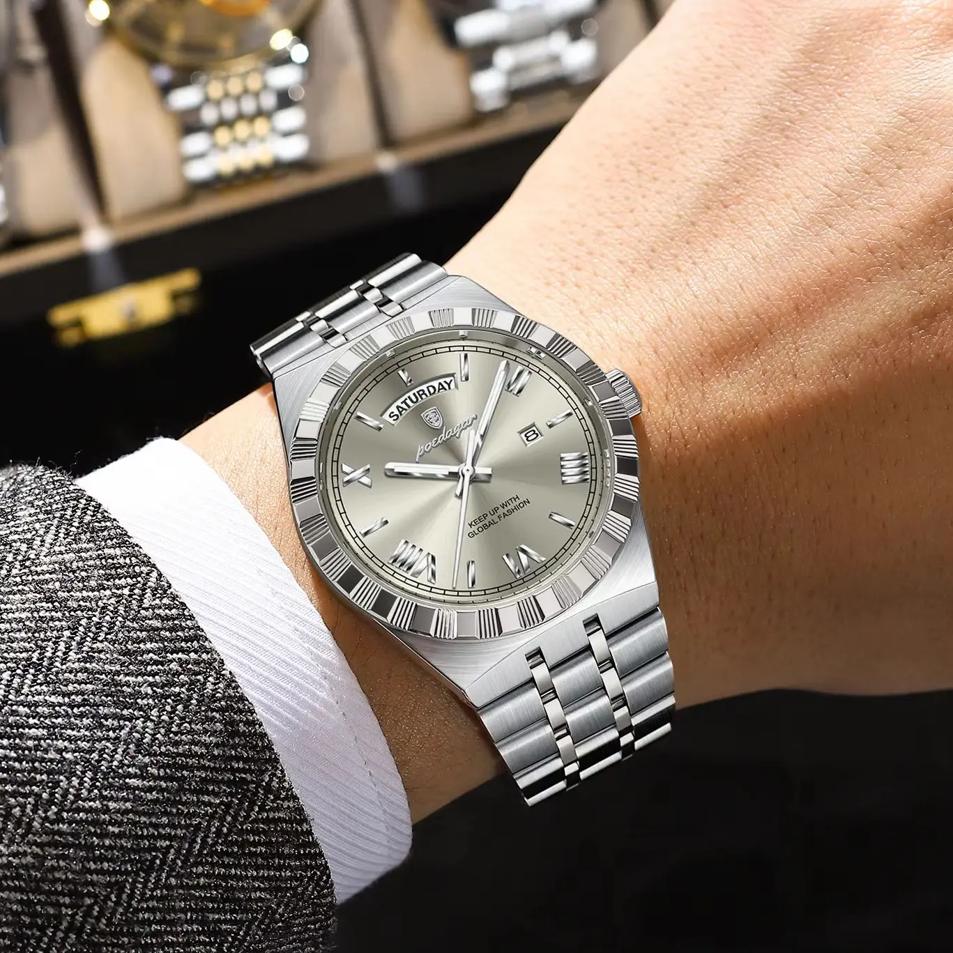 Fashion Brand Man Clock Luminous Waterproof Week Date Men's Watch Stainless Steel Quartz Business Watches For Men Reloj_voghion.com