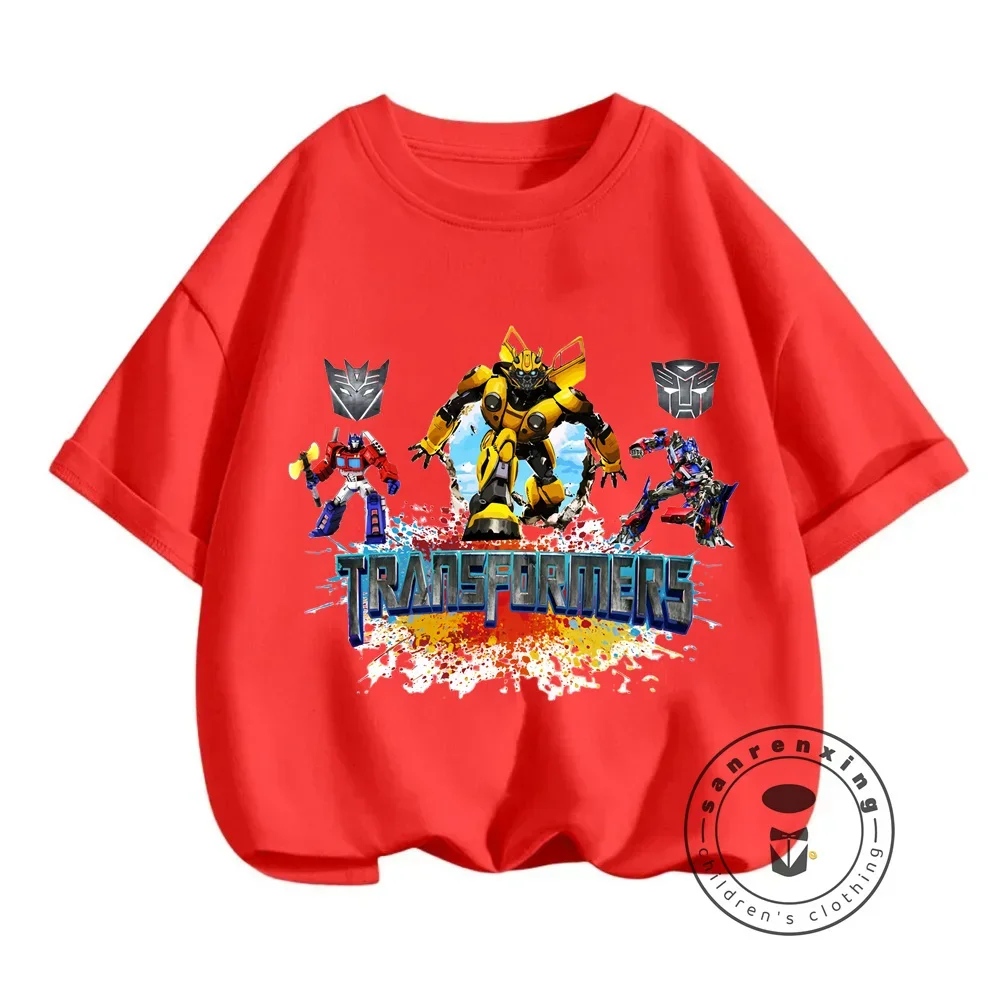 Transformers Cartoon Prints for Summer Coolness Stylish Boys' T-shirts with O-neck Design American Edition for Elastic Children 3