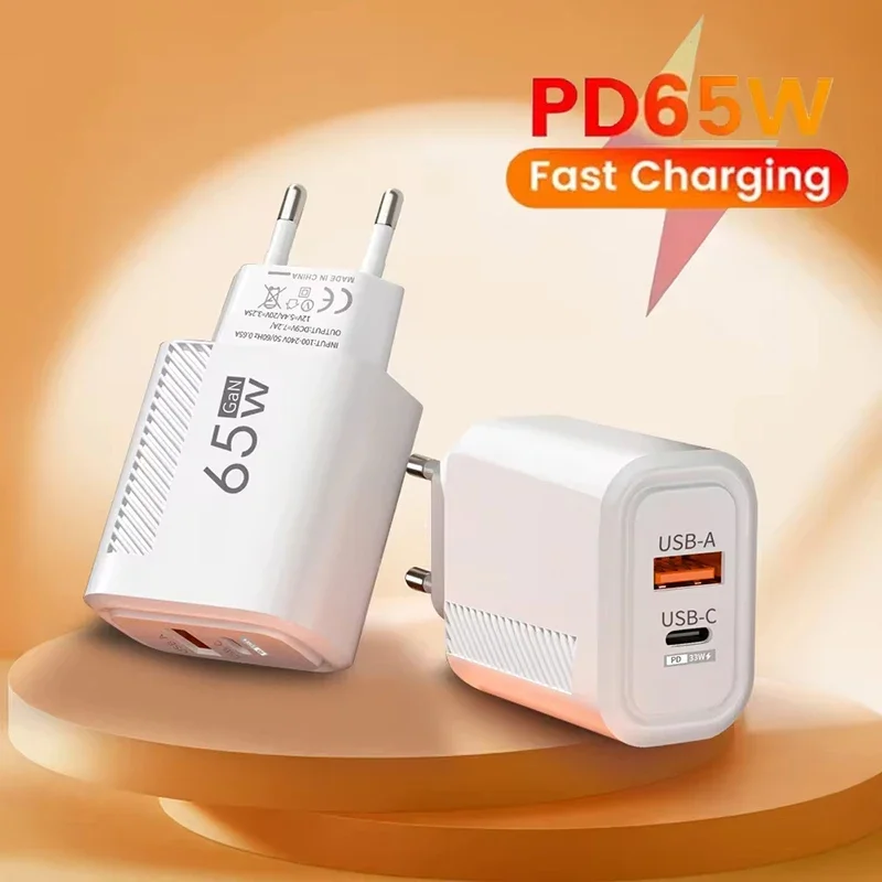 USB C Charger Total 65W GaN USB C Charger Type C PD Fast Charging Quick Charge USB Mobile Phone Wall Adapter for iPhone 16 Xiaomi 14 15 Redmi