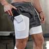 Men Running Shorts Camo Gym Sports Shorts 2 in 1 Quick Dry Workout Fitness Training Jogging Short Summer with Pocket Men Shorts 1
