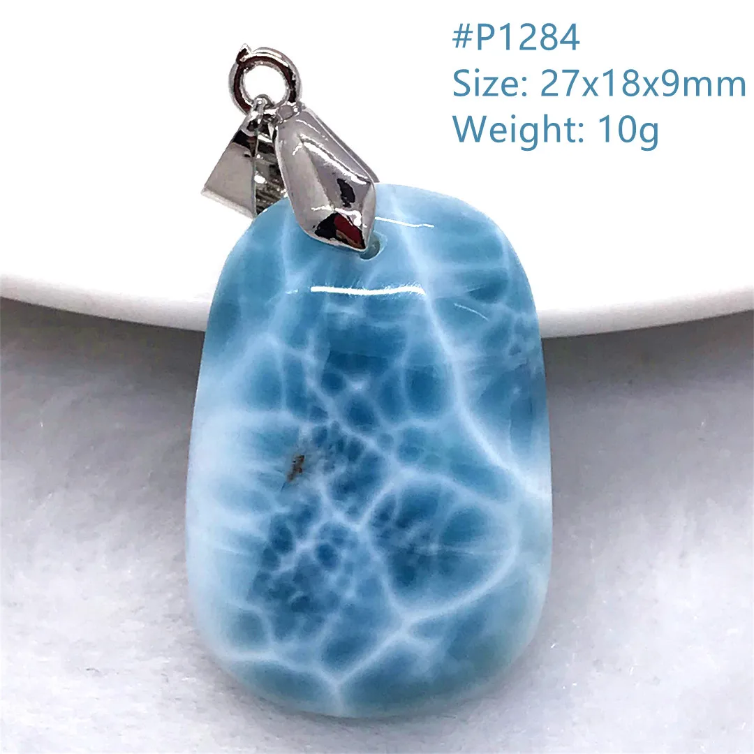 

Top Natural Blue Crystal Larimar Pendant Beads For Women Lady Man Healing Gift Stone Silver Dominica Rare Gemstone Jewelry AAAAA