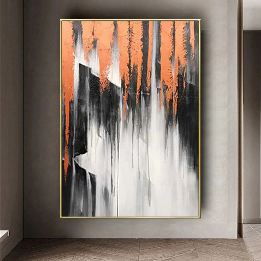 

Nordic style painting decor living room handmade oil painting on canvas red and white textured wall art pictures quadros decor