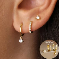 3 Piece Fashion Stainless Steel Round Star Drop Earrings Set for Women 18K Gold Plated Dangle Earring Punk Unisex Rock  Jewelry - Image 6