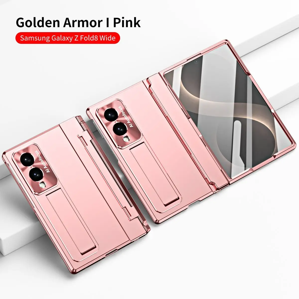 Wide Protective Case with Built-in Magnetic Screen Protector and Textured Metallic Finish - Shockproof and MagSafe Compatible