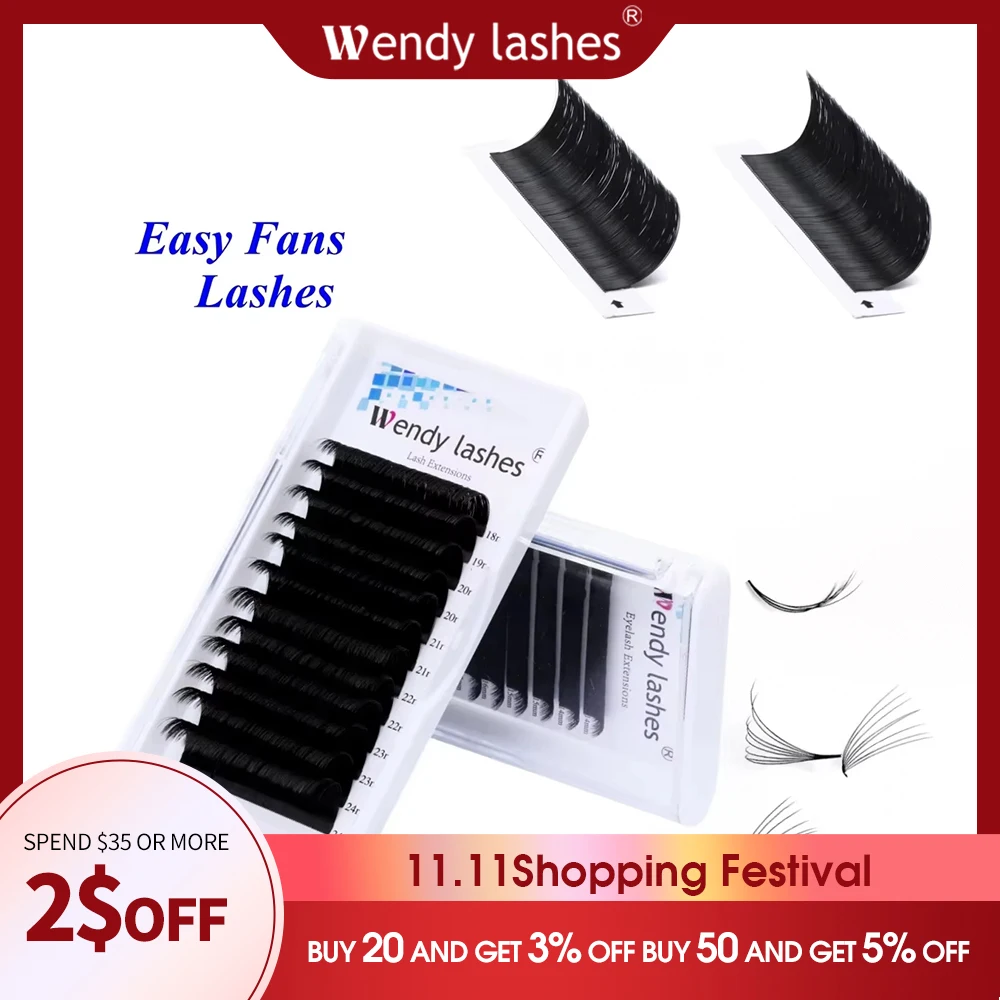 Easy Fanning Volume Mega Eyelashes Extension Auto Flowering Rapid Blooming Fans Lash Wendy Lashes High Quality Supplier Natural