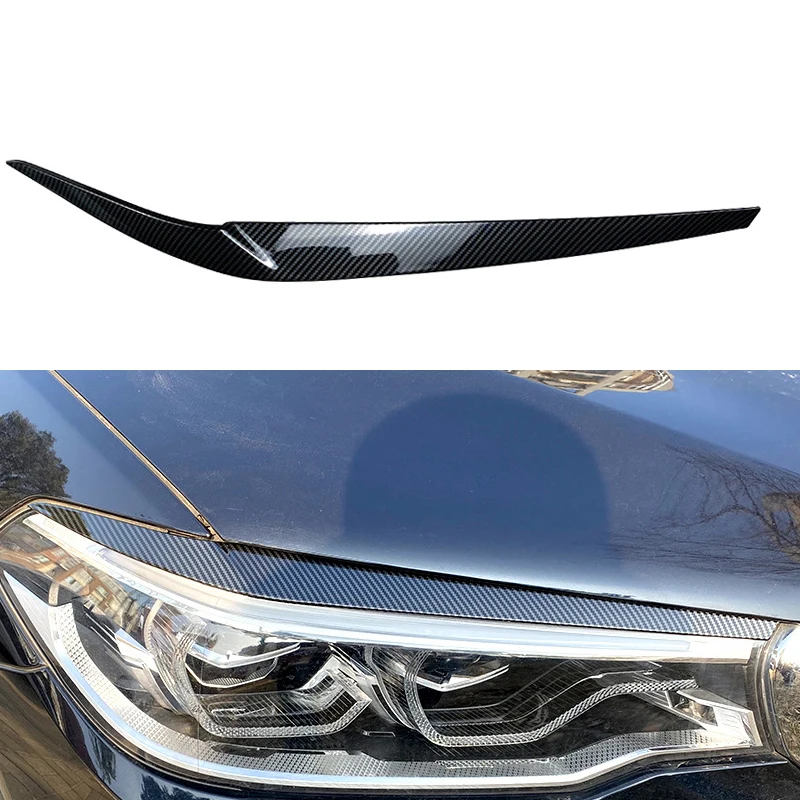 Carbon Fiber Car Headlight Eyelid Eyebrow Trim Abs Eyebrows Eyelids For Bmw 5 Series G30 G31 G38
