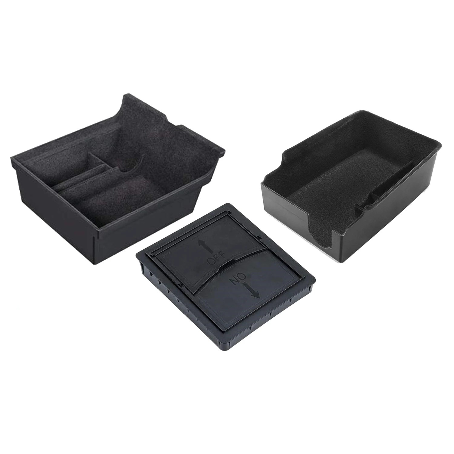 3Pcs Center Console Organizer Tray Fit For 2021 Tesla Model 3/Y Armrest Cubby Drawer Storage Box Accessories (Flocking)