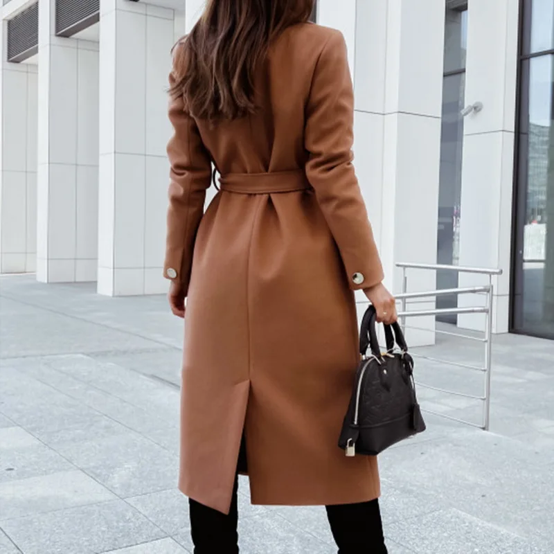 Women's Autumn and Winter 2022 Temperament Mid-length Thick Woolen Long-sleeved Women's Jacket Trend Red Fashionable Woolen Coat