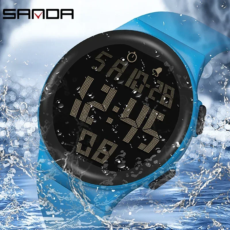 SANDA 2151 Ultra-thin Sports Watch for Men Fashion Countdown Waterproof LED Digital Military Wristwatches Mens Reloj Hombre 4