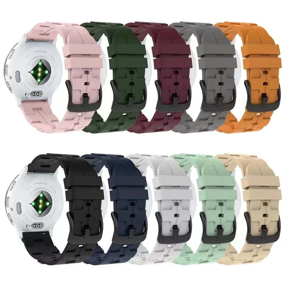 Silicone Sports Bracelet Watchband, 20mm/22mm Adjustable Strap