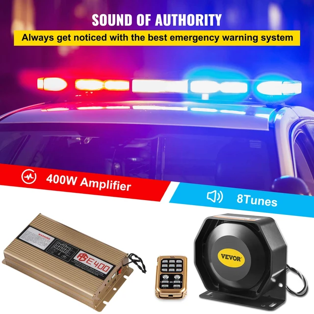FARBIN Loud Polizei Sirene Horn Lautsprecher mit Fernbedienung 7 Sounds 12V  100W Wireless Notfall Sound Verstärker Alarm Horn : : Auto &  Motorrad
