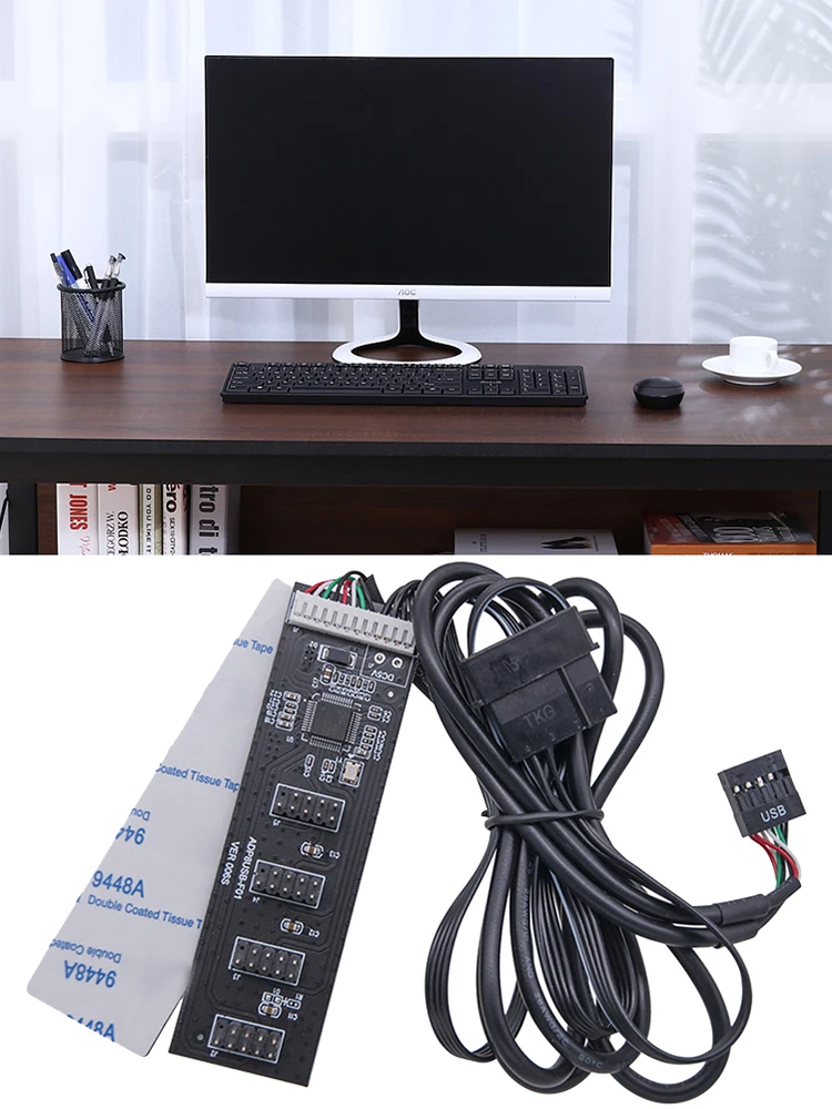 USB 2.0 허브 커넥터 어댑터 변환기, USB 2.0 9 핀 헤더, USB 1-4 수, MB USB 어댑터, 9 핀 내부 USB 허브 포트 멀티플라이어