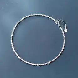 100% 925 Sterling Silver Snake Chain Pearls Anklets For Women Fashion Silver 925 Jewelry Wholesale DA387