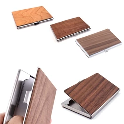 Porte-cartes visite en bois noyer carte visite poche pour étui