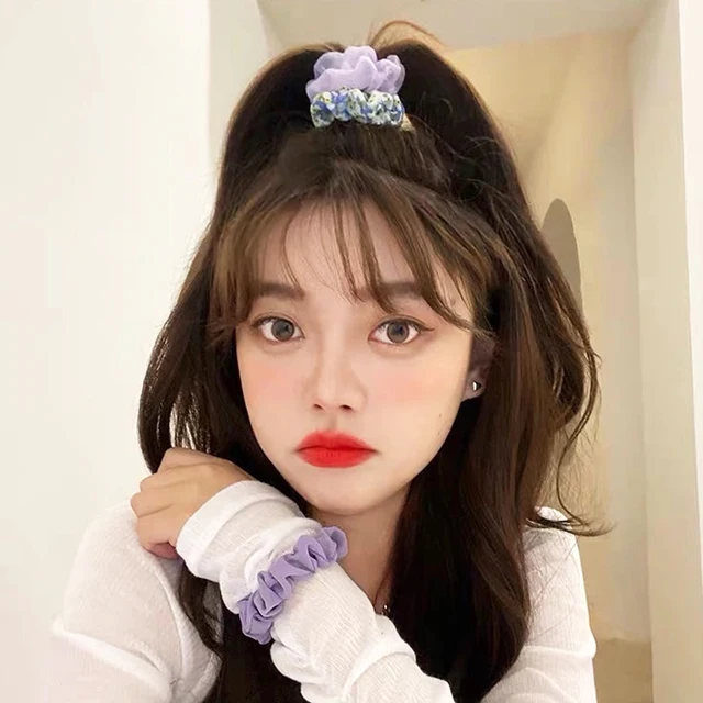 3pcs/Set Mixed Color Hair Ties Flower Pattern Silk Satin Scrunchies Ponytail Holders No Damage Hair Rope For Women Girls