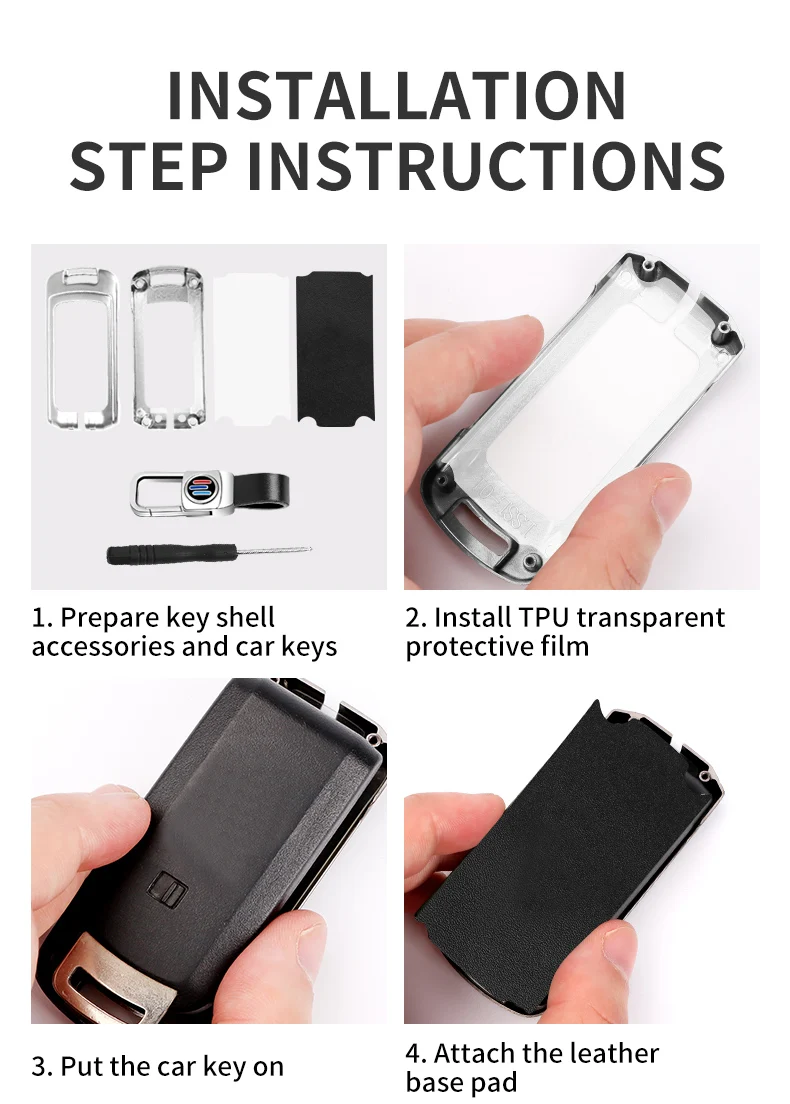 Custodia per chiave auto intelligente in pelle di metallo per Mitsubishi Outlander 3 ASX Colt Lancer 10 EX Grandis Pajero Sport Protector Fob - S3e8922add39c42d98985d1ae167b70095