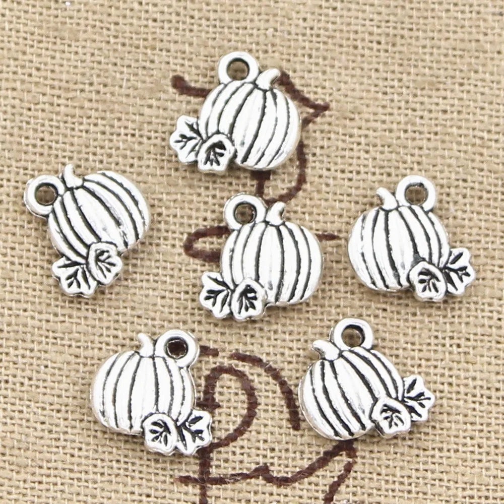 

30pcs Charms Pumpkin Fall Thanksgiving Halloween 10x10mm Antique Silver Color Pendants Making DIY Handmade Tibetan Finding