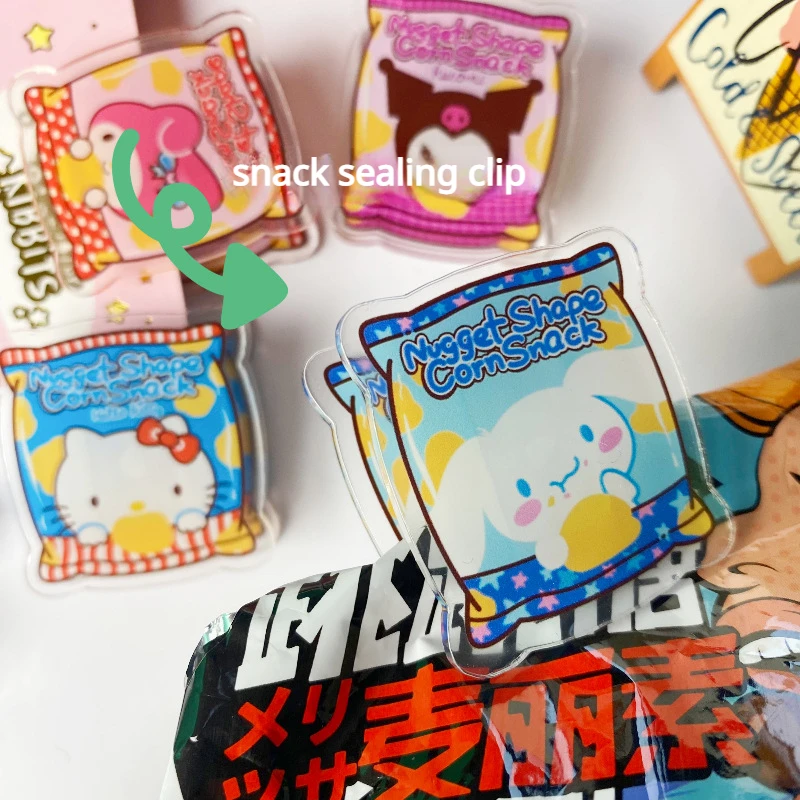 

Sanrio Series Kuromi Hello Kitty Cinnamoroll My Melody PP Book Clip Snacks Potato Chips Moisture-proof Clip Children's Toys