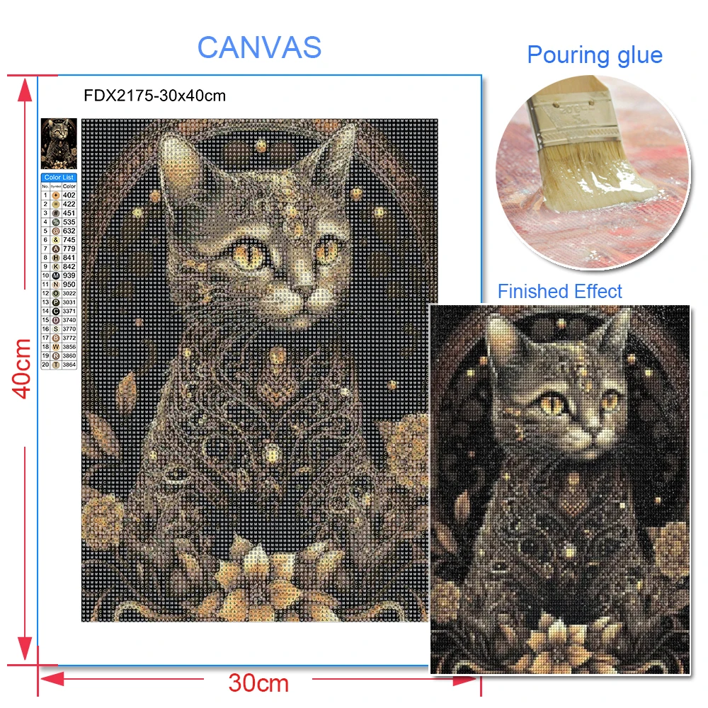 5d DIY Diamant Malerei abstrakte Katze volle runde Diamant Mosaik Tier Diamant Stickerei Kit Strass Home Dekoration Geschenk – Detail 6