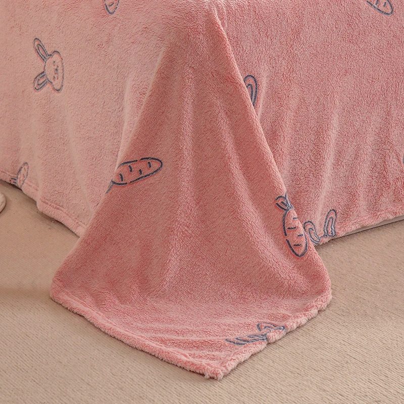 Winter Warm Bed Sheets Skin-friendly Fleece Bedspread Sofa Blanket Flannel Throw Quilted Coverlet Bed Flat Sheet Couch Bedding