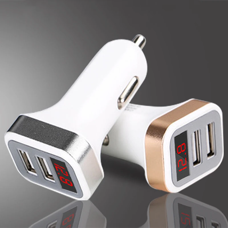 2.1A Car Charger Led Display Dual Usb Port Charger For Iphone 13 12 11 Pro  Samsung S22 S21 A71 A51 Xiaomi 10 Car Phone Chargers