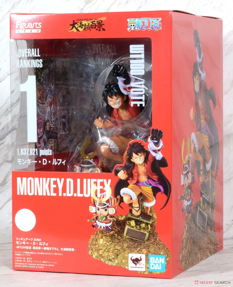 Bandai Figuarts Zero One Piece Monkey D. Luffy WT100 Commemorative Eiichiro  Oda Illustration Daikaizoku Hyakkei Figure (gold)