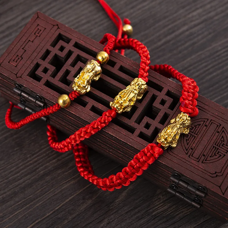 10pcs Unisex Chinese Feng Shui Lucky Red String Rope Woven Adjustable  Bracelets