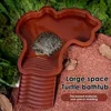 Reptile Bathing Pool Reptile Feeding Dish Water Bowl with Ramp Aquarium Ornament for Snake, Turtle, Bearded Dragon, Lizard Bath 2