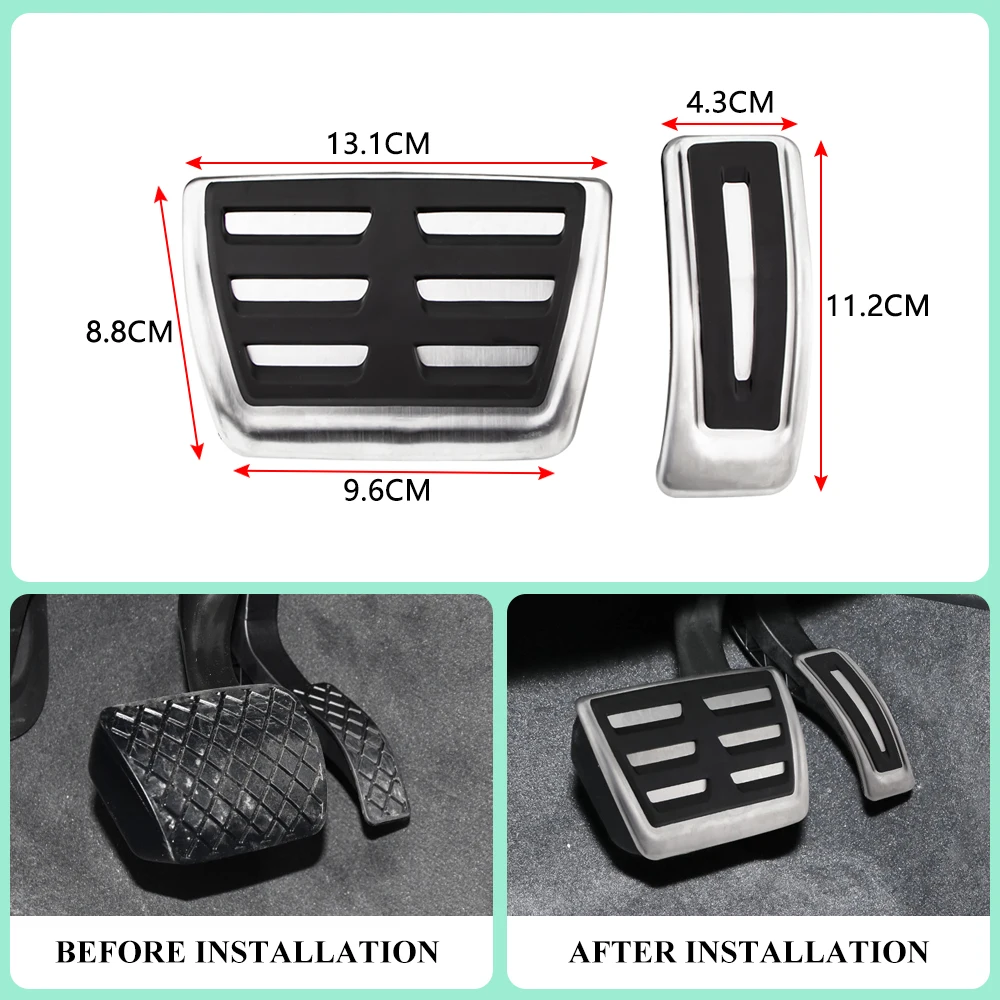 Audi A4 B9 A5 F5 Sedan Avant Sport Automatic Stainless Steel Fuel Brake Footrest Pedal Cover car accessories,car pedals,pedal cover,stainless steel pedal cover