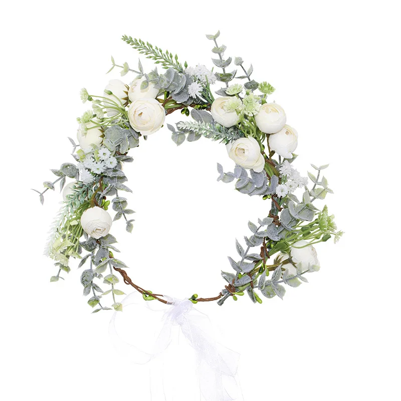 Fashion Women Lady Girls Wedding White Flower Wreath Tiara Headband Floral Garlands Hairband Hair Accessories Bride Hair Jewelry - 5