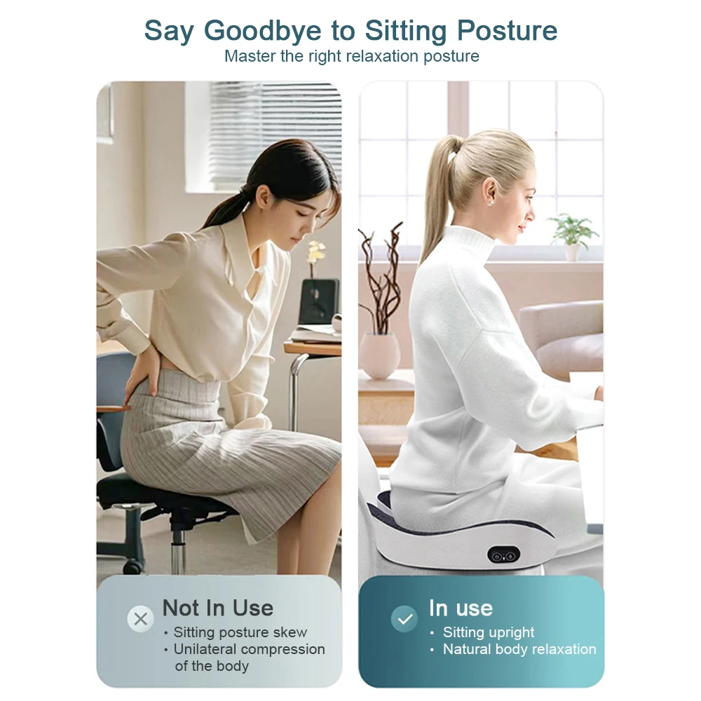 Electric Massage Cushion Vibration Massage Chair Cushion Buttock Massager Hip Massage Mat Waist Support Lumbar Pillow masajeador