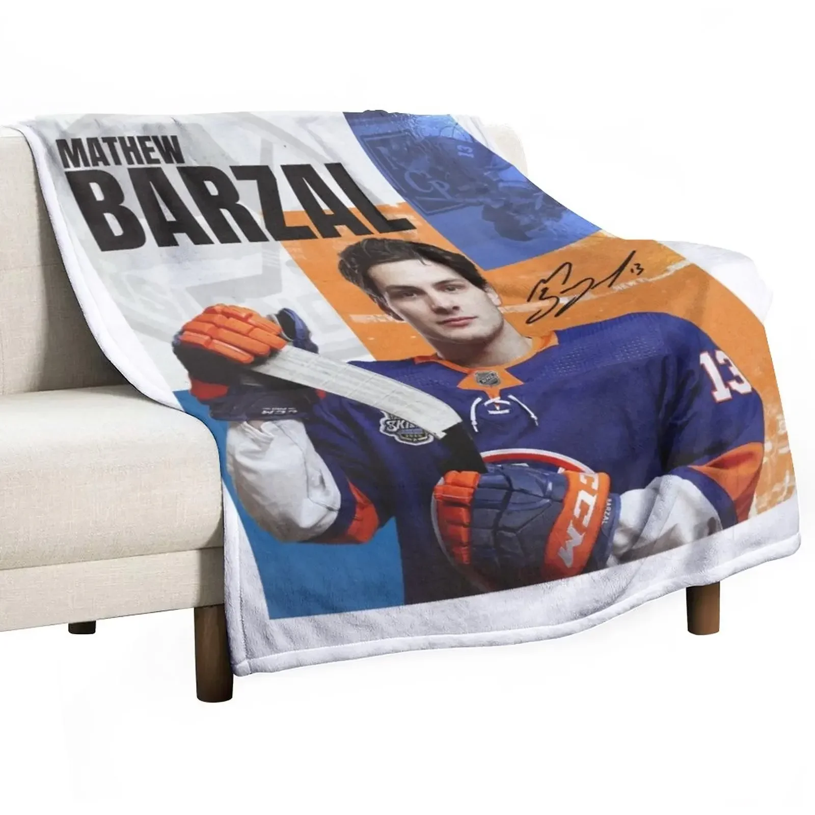 

Mathew Barzal Throw Blanket Decorative Sofas Hairys Blankets