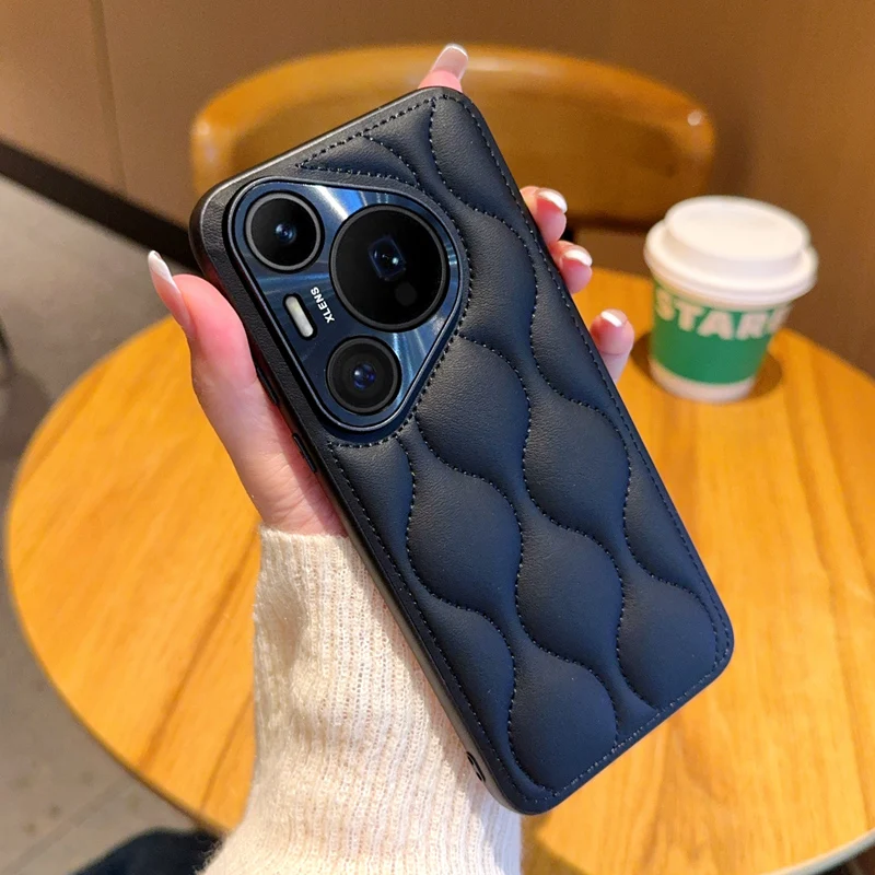 Shockproof Luxury Geometric Leather Phone Case with Soft Touch & Precise Camera Protection