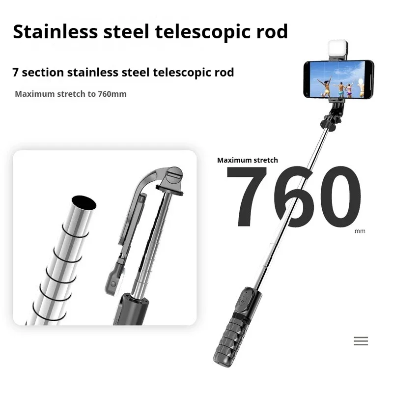 Phone Selfie Stick Cellphone Tripod with Extension Rod Bluetooth Remote Control for Android IOS Smartphone Shoot Vlog