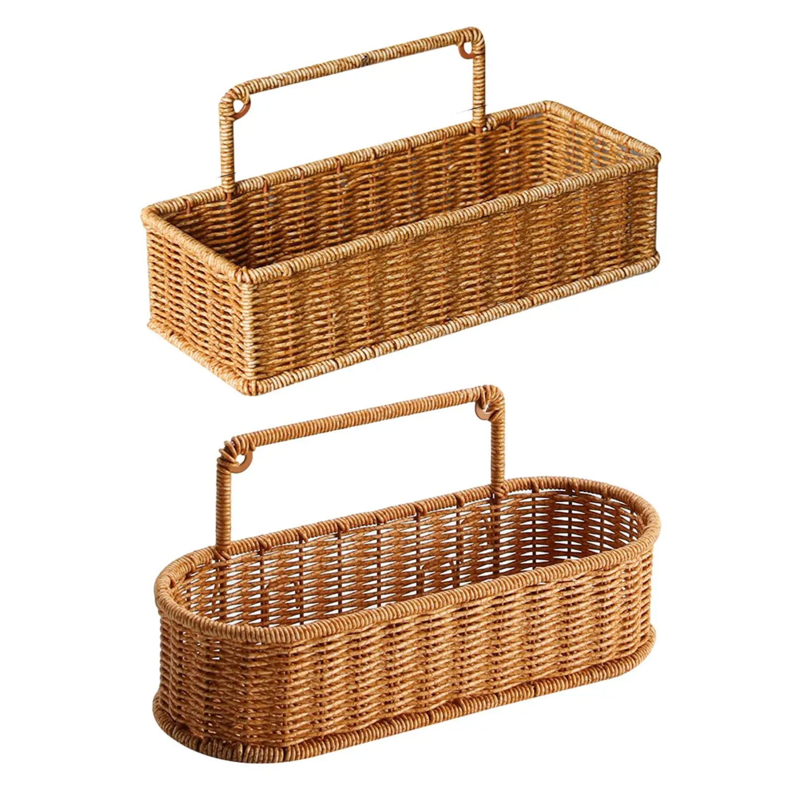 Weaving Wall Hanging Basket Decorative Basket Container No Perforating Fruit Sundries Organizer for Living Room 2